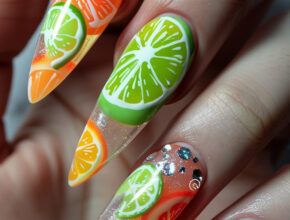 Cute Nail Designs Citrus Stiletto Nails