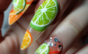 Cute Nail Designs Citrus Stiletto Nails