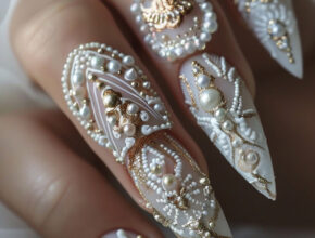 Cute Nail Designs Elegant Pearl Stiletto Nails