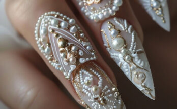 Cute Nail Designs Elegant Pearl Stiletto Nails