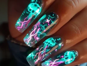 Simple Nail Designs Teal Jellyfish Nails