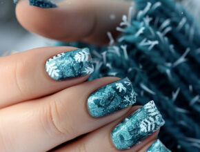 Simple Nail Designs Teal and Silver Glitter Nails with Stars