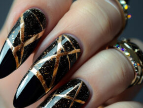 Summer Nail Designs Gold Embellished Stiletto Nails