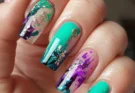 Teal and Purple Splatter Nails Summer Teal Nails Ideas and Design